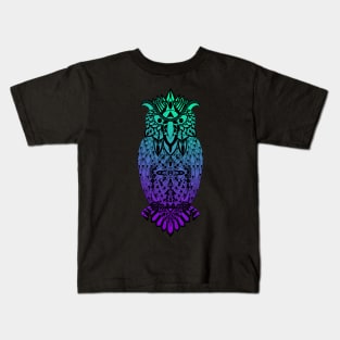 owl in gradient color aesthetics art pattern ecopop Kids T-Shirt